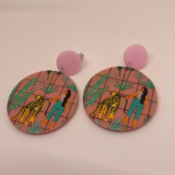 ⭐️✨✨ FREE Leopard Cheetah Peasant Art Hipster Hippie Hip Cat Woman Boho Earrings - Picture 2 of 8